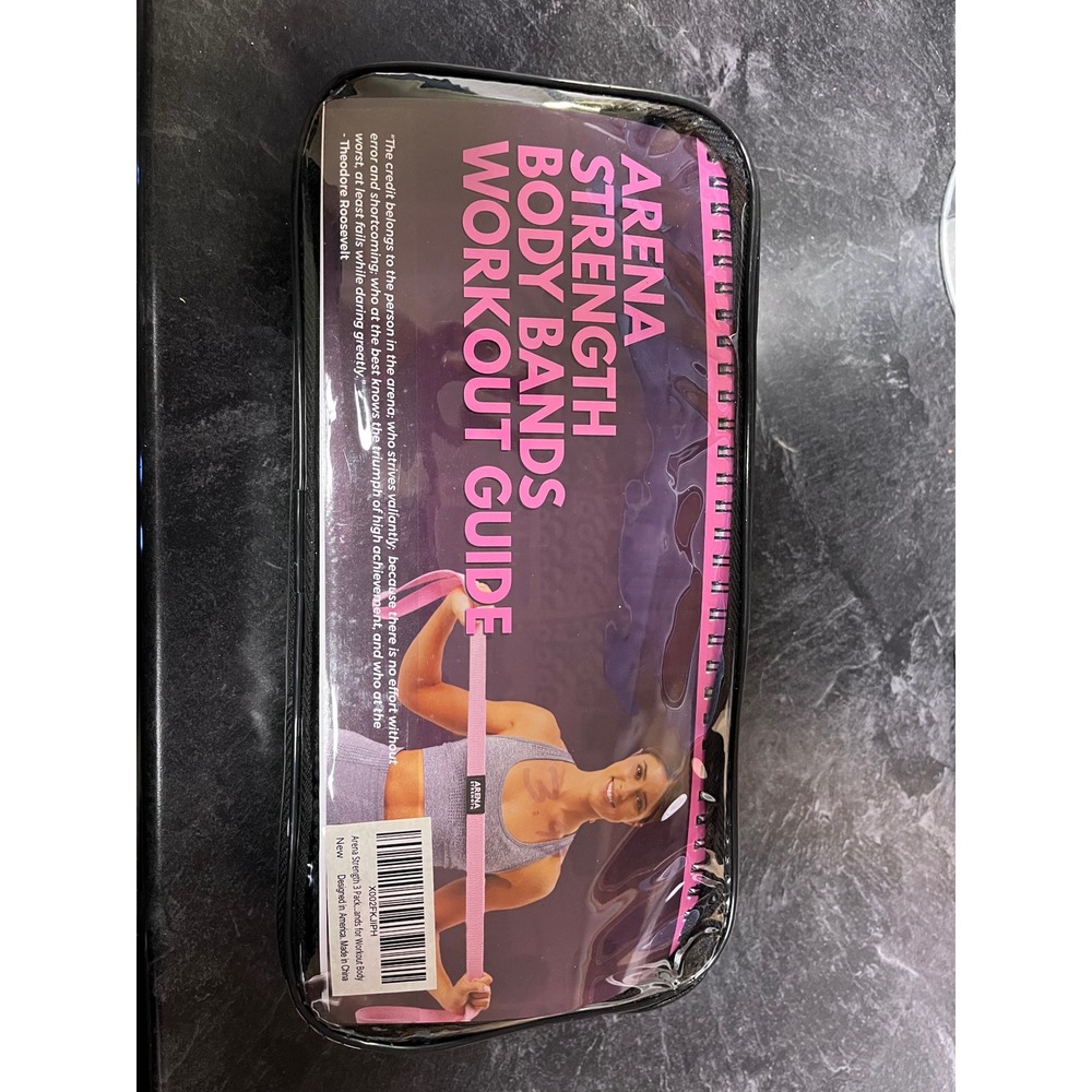 Arena Strength‎ Pink Body Bands Workout Guide Set with Bag Resistance Fitness